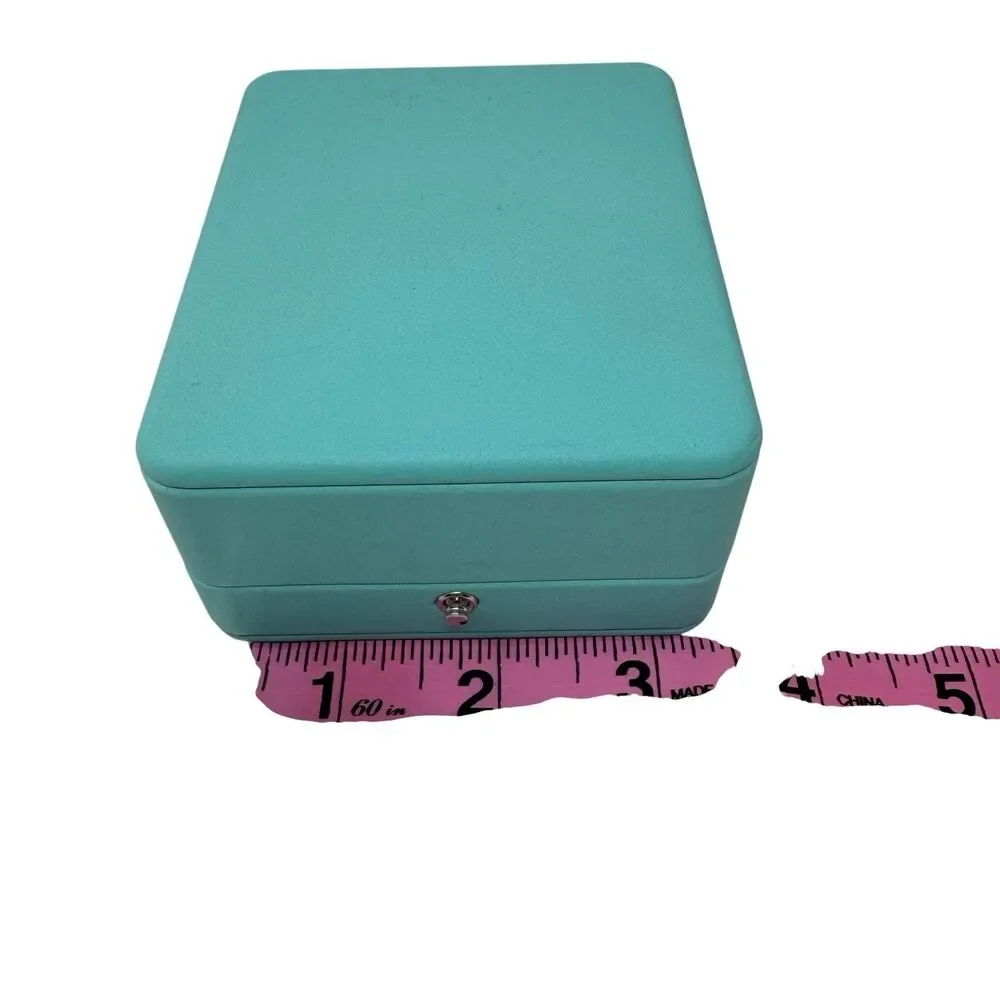 Tiffany & Co Necklace Storage Presentation Box in Blue Leather Lux High Jewelry